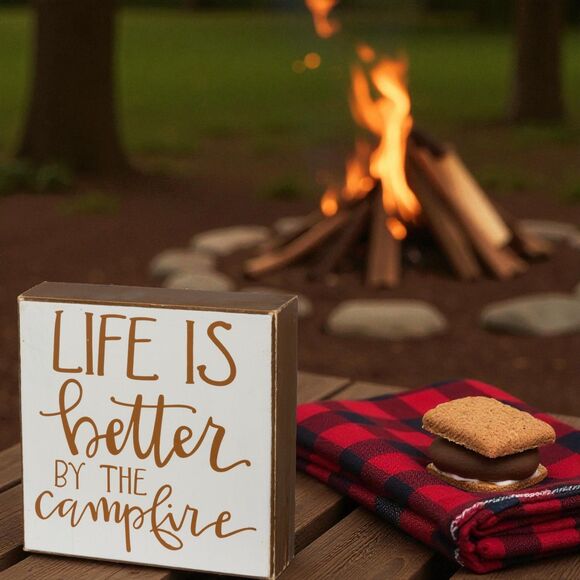 Life is Better by The Campfire Box Sign - Picture 2 of 3